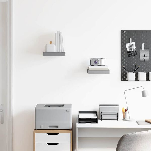 vidaXL Kelluvat sein&auml;hyllyt 2 kpl harmaa 23x23,5x3,8 cm MDF