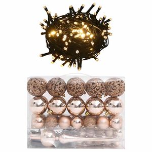 vidaXL 60-osainen Joulupallosetti latvalla 150 LED-valoa ruusukulta