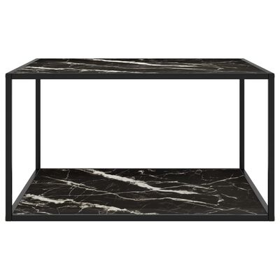 vidaXL Sohvapöytä musta mustalla marmorilasilla 90x90x50 cm