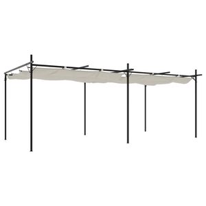 vidaXL Pergola sis&auml;&auml;nvedett&auml;v&auml; katto kerma 589x292x230 cm