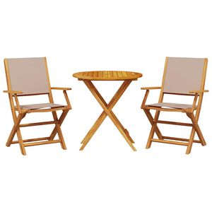 vidaXL 3-osainen Bistrosarja taupe kangas ja t&auml;ysi m&auml;nty