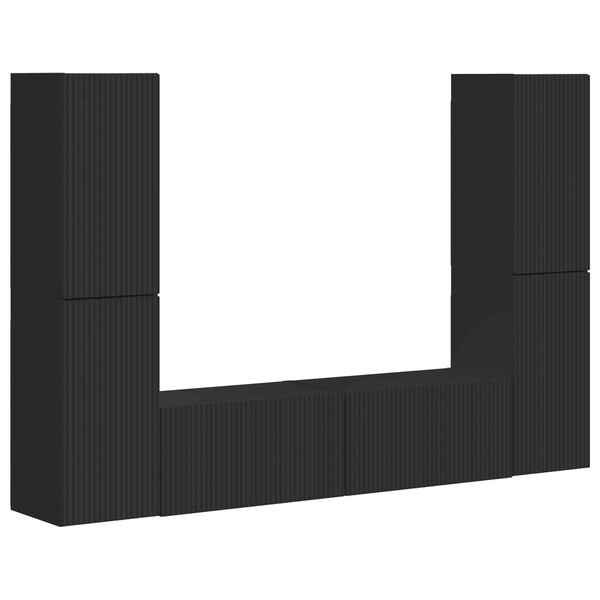 vidaXL TV-tasosetti 6 pcs Musta Tekninen puu