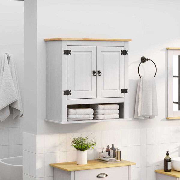 vidaXL Henkarikaappi ovella Corona Valkoinen 70 x 33 x 71,5 cm