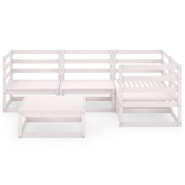 vidaXL 5-osainen puutarhasohvasarja valkoinen t&auml;ysi m&auml;nty