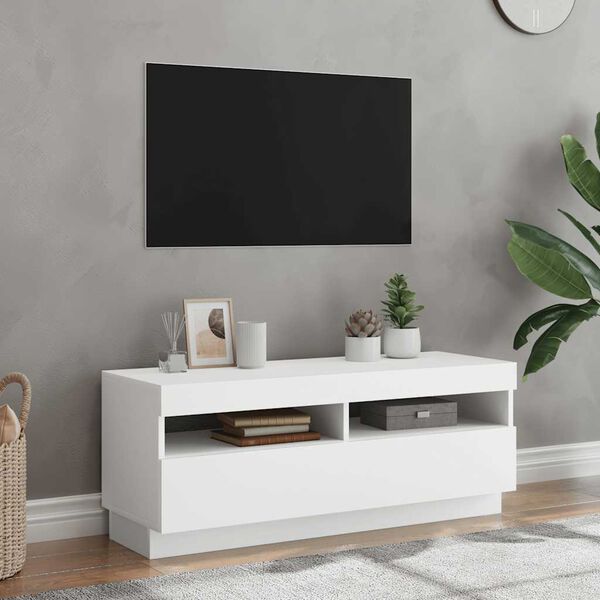 vidaXL TV-taso LED-valoilla valkoinen 100x35x40 cm