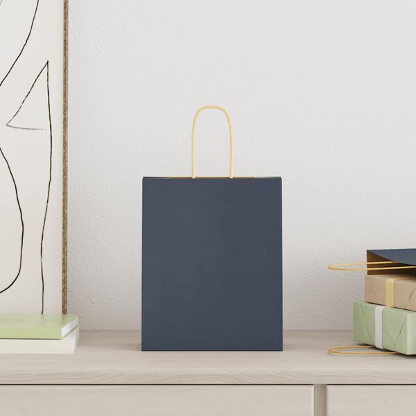 vidaXL Paperikassit 250 kpl kahvoilla sininen 18x8x22 cm