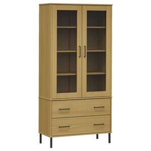 vidaXL Kirjakaappi metallijaloilla ruskea 85x35x172,5 cm t&auml;yspuu OSLO