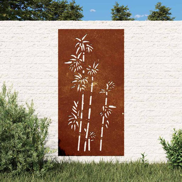 vidaXL Puutarhasein&auml;koriste 105x55 cm corten ter&auml;s bambukuvio