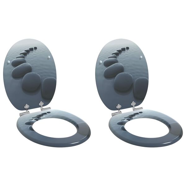 vidaXL WC-istuin 2 pcs Harmaa 44 x 38 cm MDF-levy