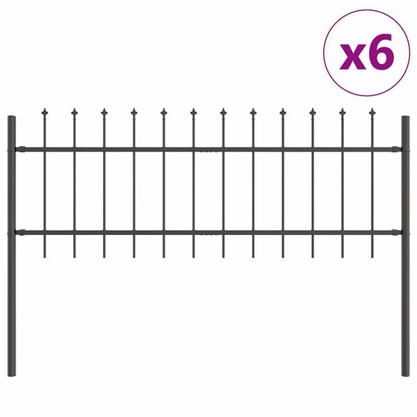 vidaXL Puutarha-aita 6 pcs Harmaa 10,2 x 0,6 m Jauhemaalattu ter&auml;s
