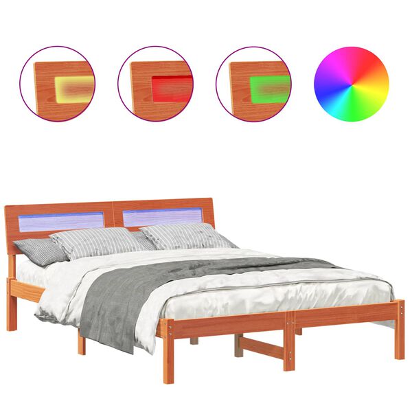 vidaXL S&auml;ngyn runko Vaha ruskea 140 x 190 cm Massiivinen m&auml;nty