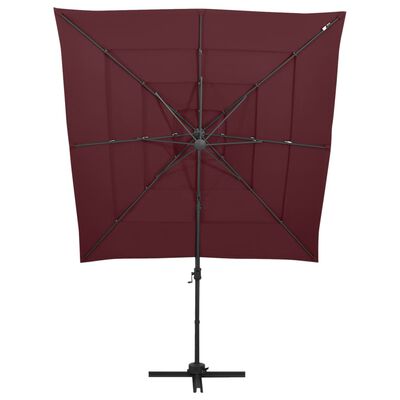 vidaXL 4-tasoinen Aurinkovarjo alumiinitanko viininpunainen 250x250 cm