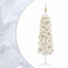 vidaXL Kapea tekokuusi joulupalloilla 120 cm 150 LEDi&auml;