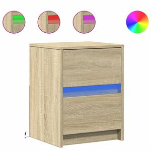 vidaXL Y&ouml;p&ouml;yt&auml; LED-valoilla Sonoma-tammi tekninen puu