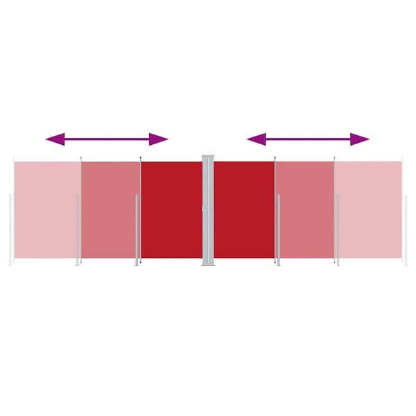 vidaXL Sisäänvedettävä sivumarkiisi punainen 220x600 cm