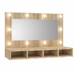 vidaXL Peilikaappi LED-valoilla Sonoma-tammi 90x31,5x62 cm