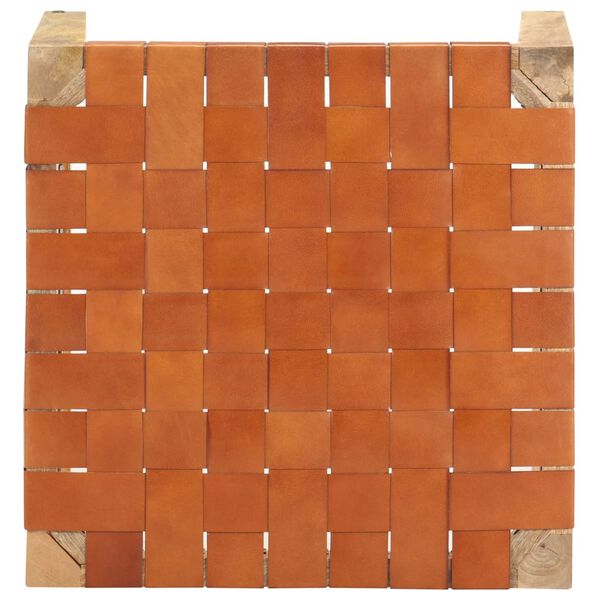 vidaXL Jakkara vaaleanruskea aito nahka ja t&auml;ysi mangopuu