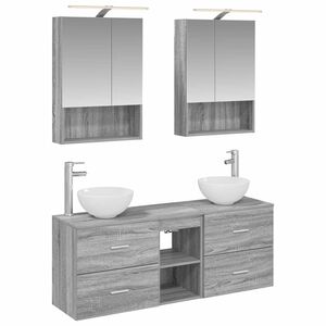 vidaXL Kylpyhuoneen kaappisetti 5 pcs Harmaa Sonoma 50 x 14,5 x 70 cm