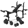 vidaXL Kuntopenkki painotangolla + levy- ja k&auml;sipainosarja 120 kg