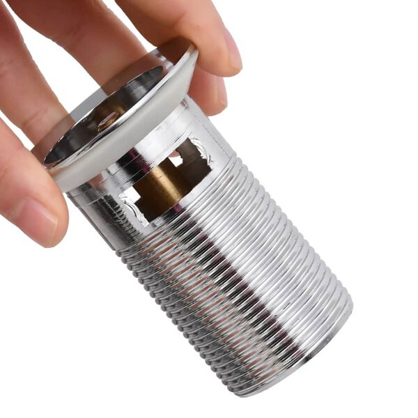 vidaXL Vesilukko tulpalla ja ylivuodolla kromi 6,4x6,4x9,1 cm