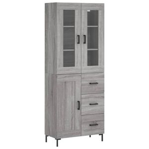 vidaXL Kaappi harmaa Sonoma 69,5x34x180 cm tekninen puu