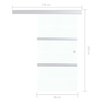 vidaXL Liukuovi soft-stopeilla ESG-lasi ja alumiini 90x205 cm