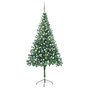 vidaXL Tekojoulukuusi palloilla esivalaistu 210 cm 910 oksaa