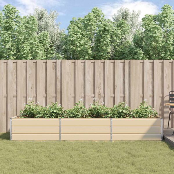 vidaXL Kukkalaatikko Ivoori 195 x 100 x 45 cm Galvanoitu ter&auml;s