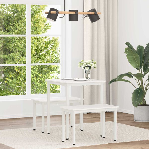 vidaXL Ruokap&ouml;yt&auml; Valkoinen 60 x 60 x 75 cm Massiivinen m&auml;nty