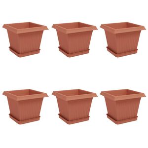 vidaXL Kasviruukut 6 pcs Tiilenpunainen 20 x 20 x 16 cm Muovi