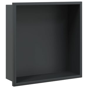 vidaXL Suihkuhylly matta musta 32x32x9 cm ruostumaton ter&auml;s