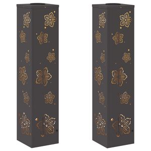 vidaXL Aurinko LED-polkuvalo 2 kpl L&auml;mpim&auml;n Valkoinen 18 x 18 x 80 cm
