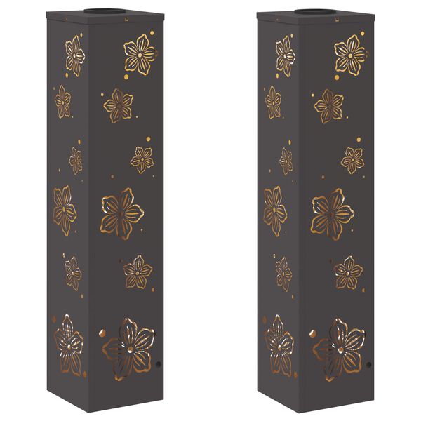 vidaXL Aurinko LED-polkuvalo 2 pcs Musta Kylm&auml;valssattu ter&auml;s