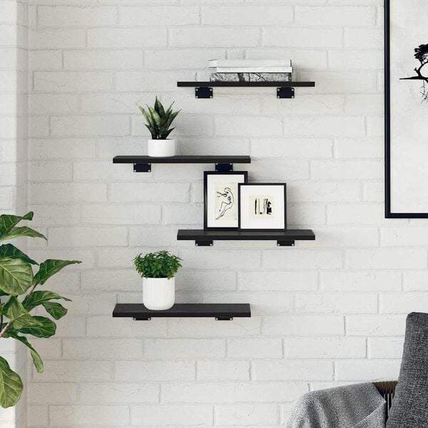 vidaXL Hyllylevy 4 pcs Musta 40 x 20 x 1,5 cm Tekninen puu