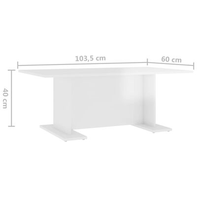 vidaXL Sohvapöytä korkeakiilto valkoinen 103,5x60x40 cm lastulevy