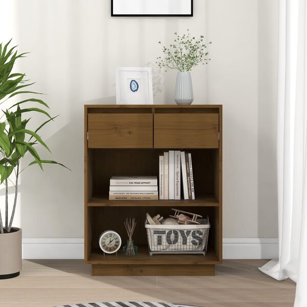 vidaXL Konsolikaappi hunajanruskea 60x34x75 cm t&auml;ysi m&auml;nty