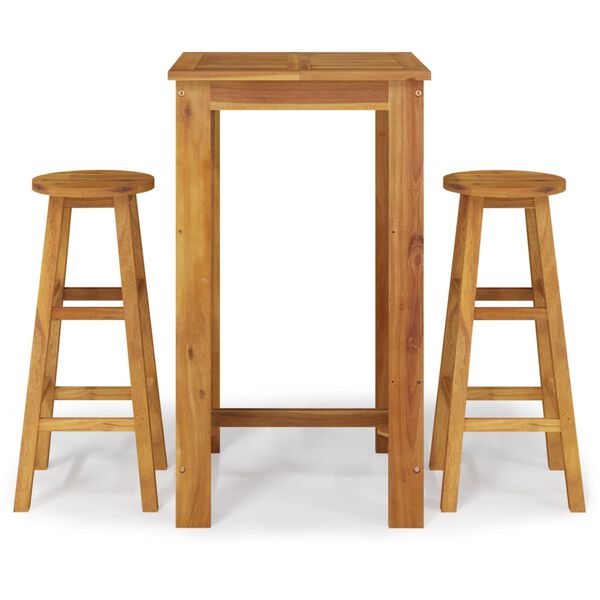 vidaXL 3-osainen Puutarhabaariryhm&auml; t&auml;ysi akasiapuu