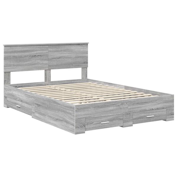 vidaXL S&auml;ngyn runko p&auml;&auml;tyll&auml; Harmaa Sonoma 5FT King Size Tekninen puu