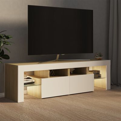 vidaXL TV-taso LED-valoilla valkoinen ja Sonoma-tammi 140x36,5x40 cm