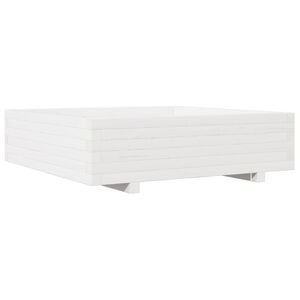 vidaXL Kukkalaatikko valkoinen 90x90x26,5 cm t&auml;ysi m&auml;nty