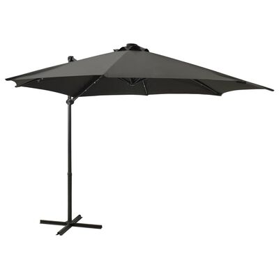 vidaXL Riippuva aurinkovarjo tangolla ja LED-valoilla antras. 300 cm