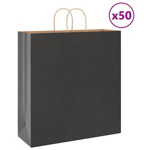 vidaXL Paperikassit 50 kpl kahvoilla musta 45x17x48 cm