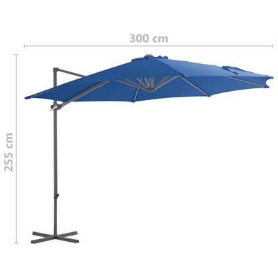vidaXL Riippuva aurinkovarjo teräspylväällä taivaansininen 300 cm