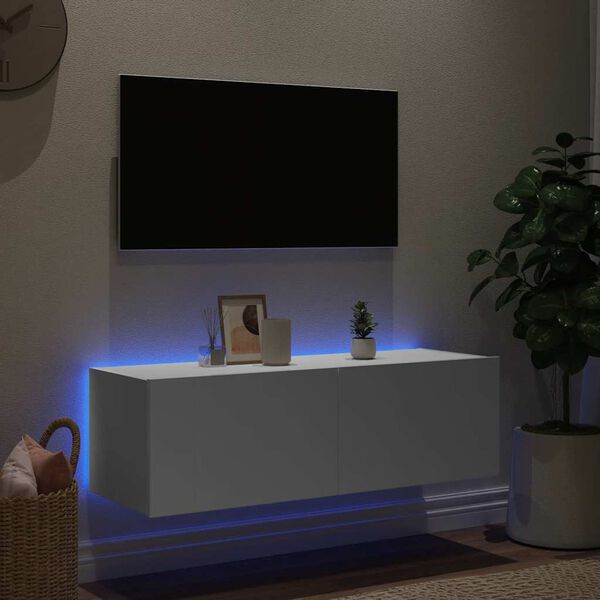 vidaXL TV-sein&auml;kaappi LED-valoilla valkoinen 100x35x31 cm