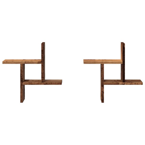vidaXL Sein&auml;hyllyt 2 kpl vanha puu 38x12x38 cm tekninen puu