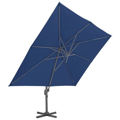 vidaXL Riippuva aurinkovarjo alumiinipylväällä 4x3 m azurinsininen