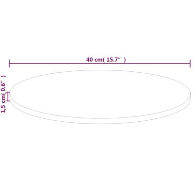 vidaXL Pyöreä pöytälevy Ø40x1,5 cm käsittelemätön täysi tammi