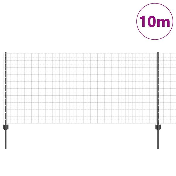 vidaXL Aita ja Tuki Harmaa 1 x 10 m Ter&auml;st&auml; ja PVC:t&auml;