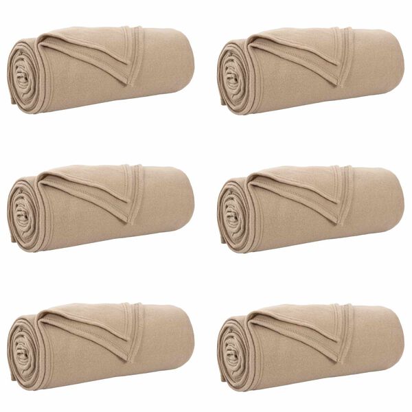 vidaXL Heittop&auml;&auml;llys 6 pcs Camel 200 x 150 cm Fleese