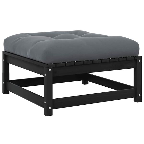 vidaXL Ulkorahi tyynyllä musta mänty